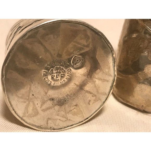 Mexican Sterling Silver Overlay Salt & Pepper Shaker Set, Mid-Century NOS - Picture 4 of 9
